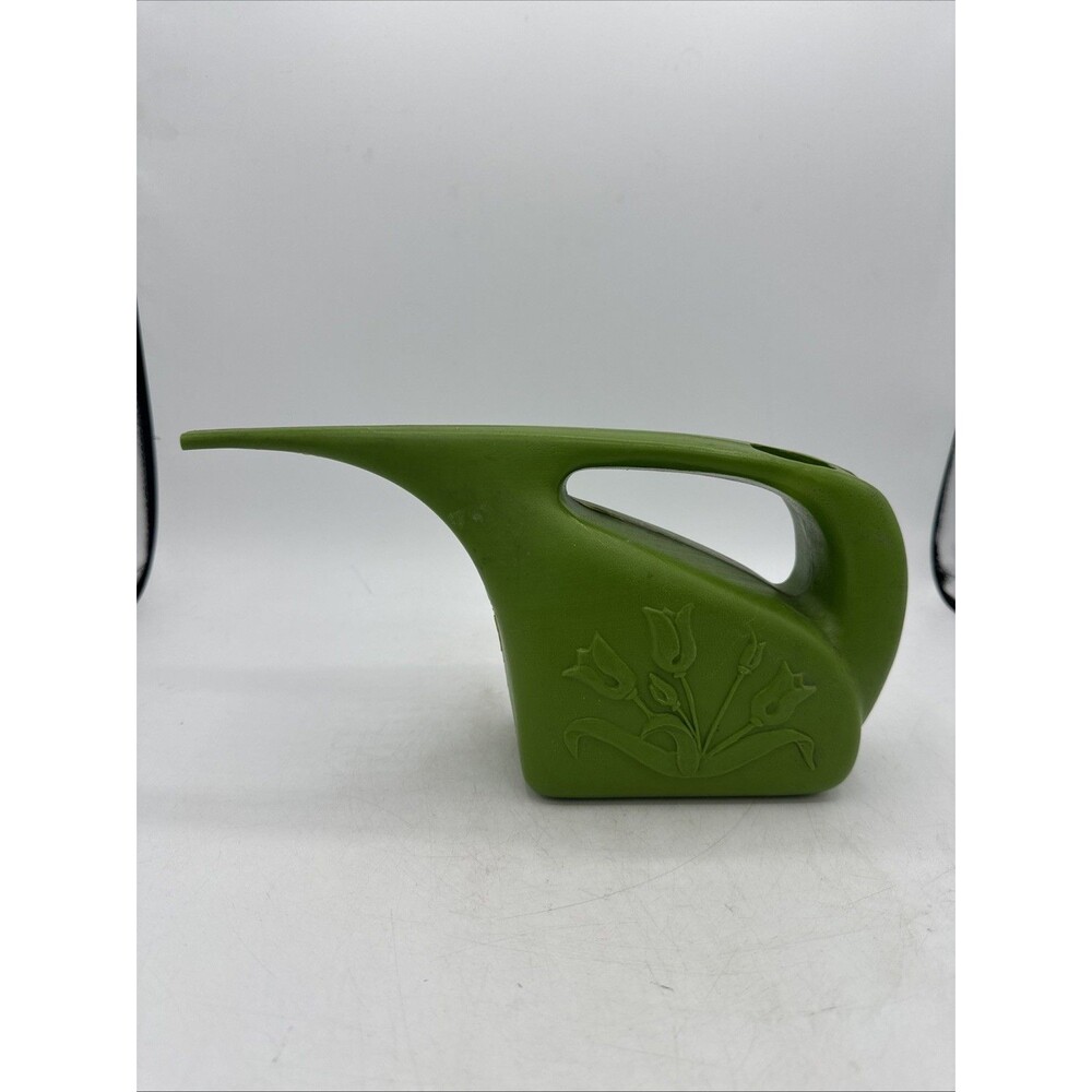 Small Vintage Watering Sprinkling Can Green Plastic Floral Retro